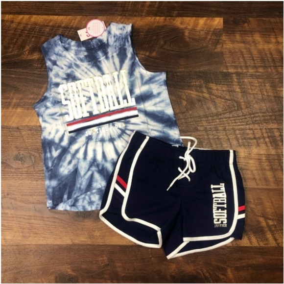 NWT Justice Softball Sport Tank and Shorts Set - Picture 3 of 4
